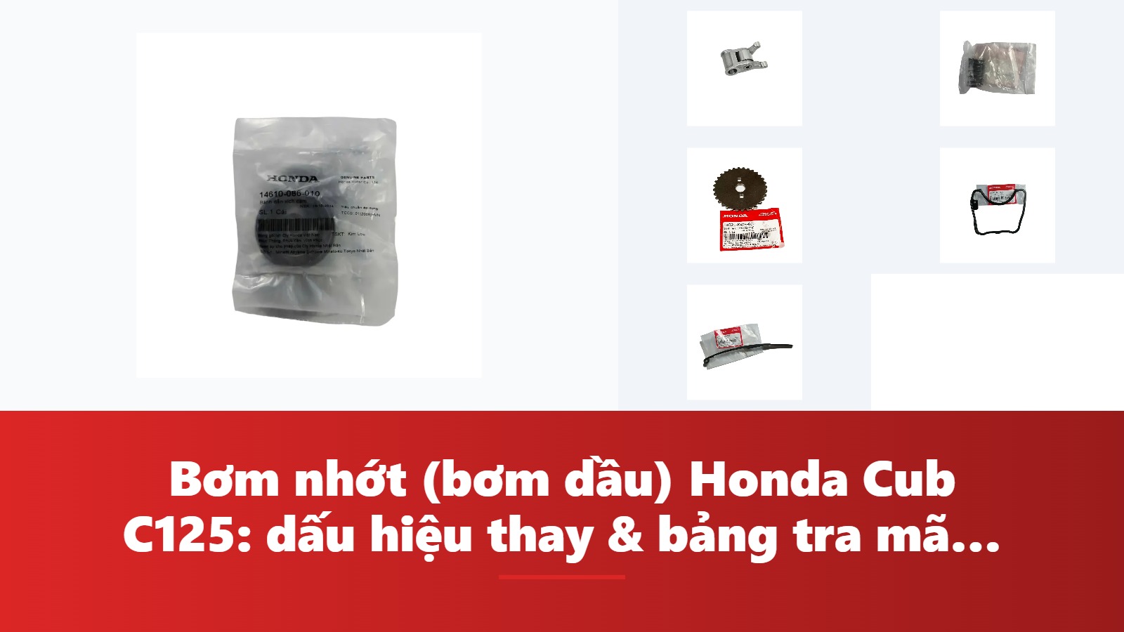 Bơm nhớt (bơm dầu) Honda Cub C125: dấu hiệu thay & bảng tra mã phụ tùng chính hãng