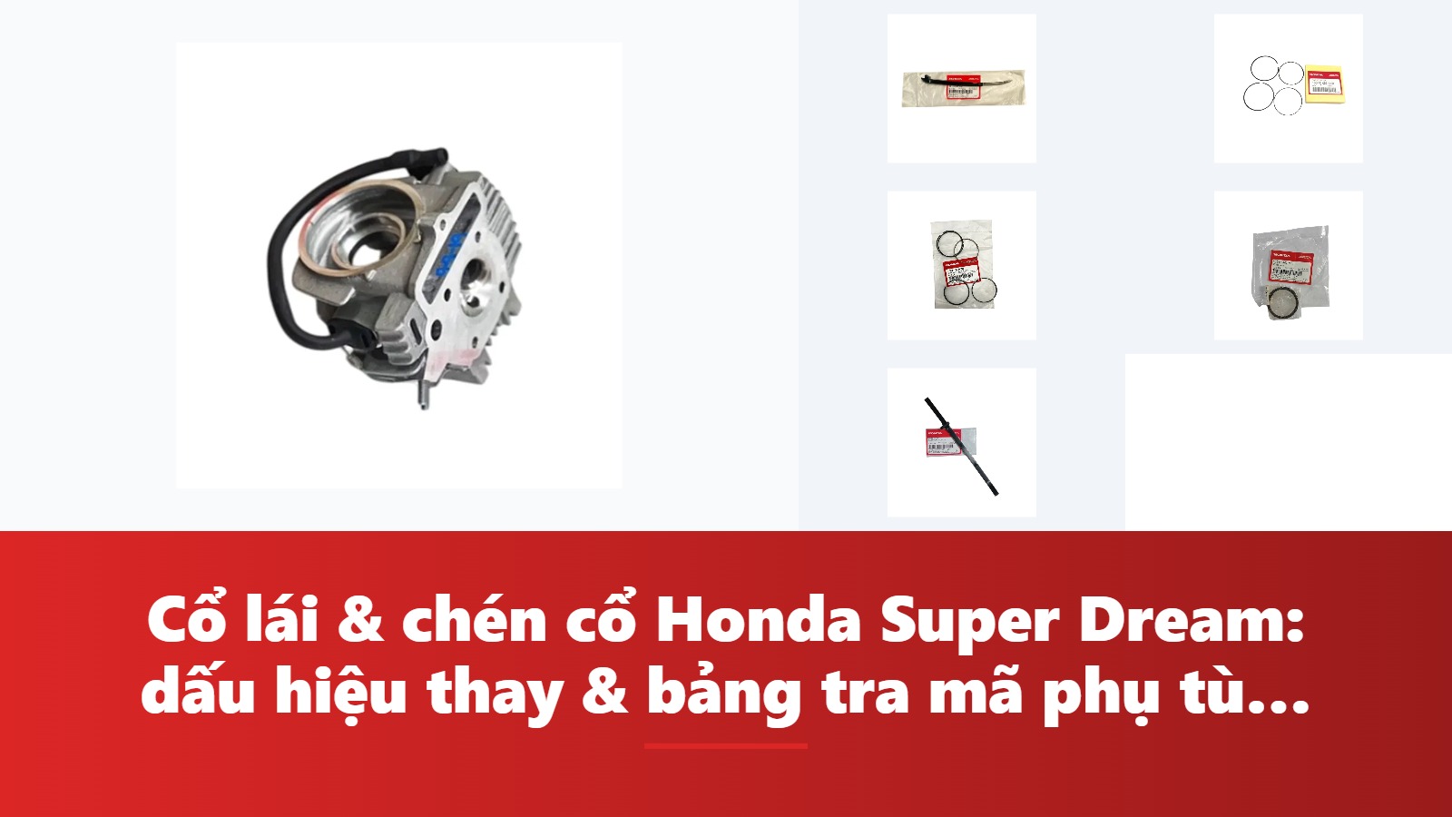 Cổ lái & chén cổ Honda Super Dream: dấu hiệu thay & bảng tra mã phụ tùng chính hãng