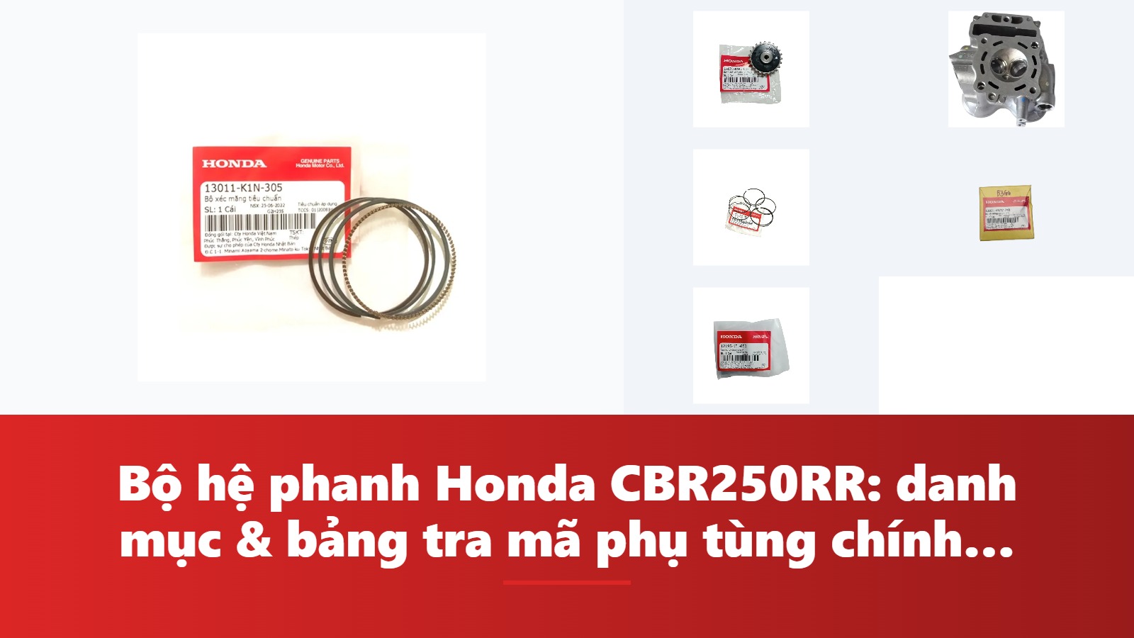 Bộ hệ phanh Honda CBR250RR: danh mục & bảng tra mã phụ tùng chính hãng