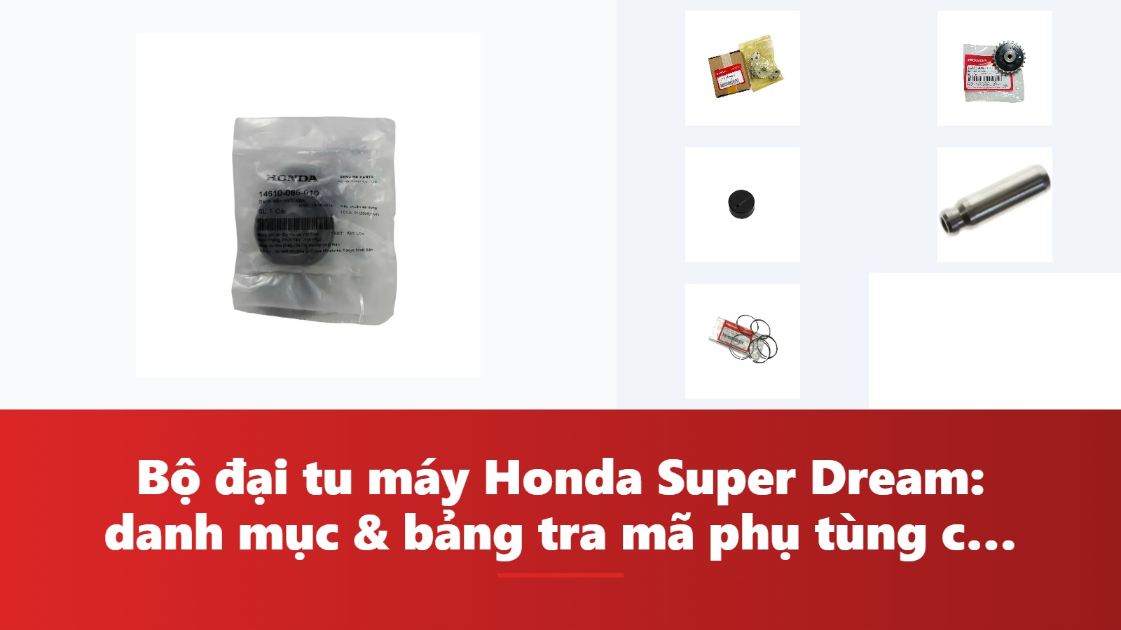 Bộ đại tu máy Honda Super Dream: danh mục & bảng tra mã phụ tùng chính hãng