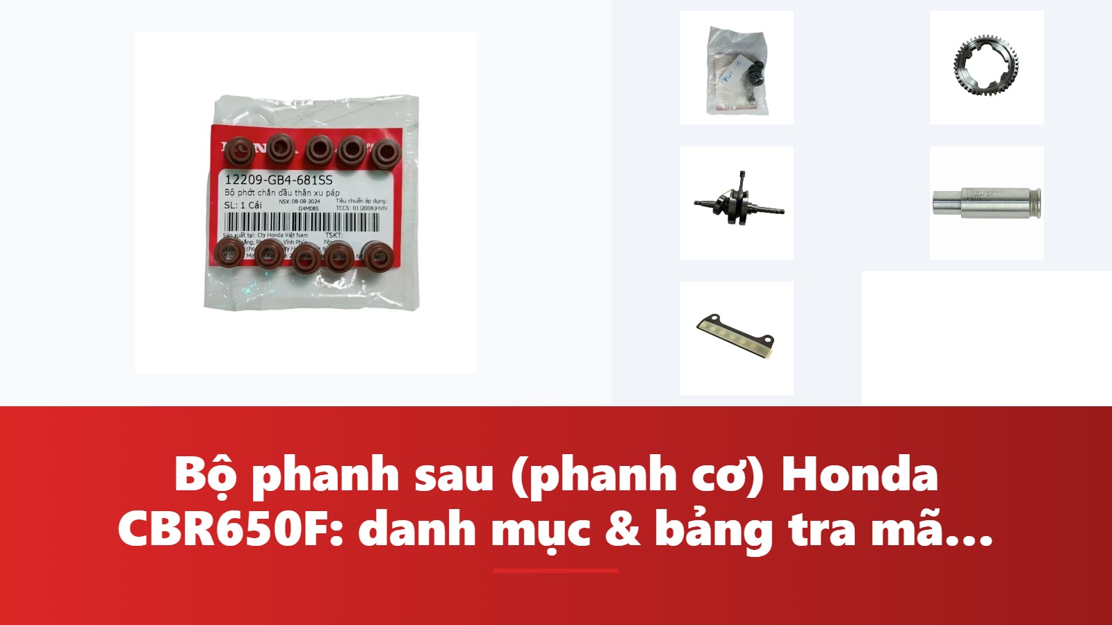 Bộ phanh sau (phanh cơ) Honda CBR650F: danh mục & bảng tra mã phụ tùng chính hãng