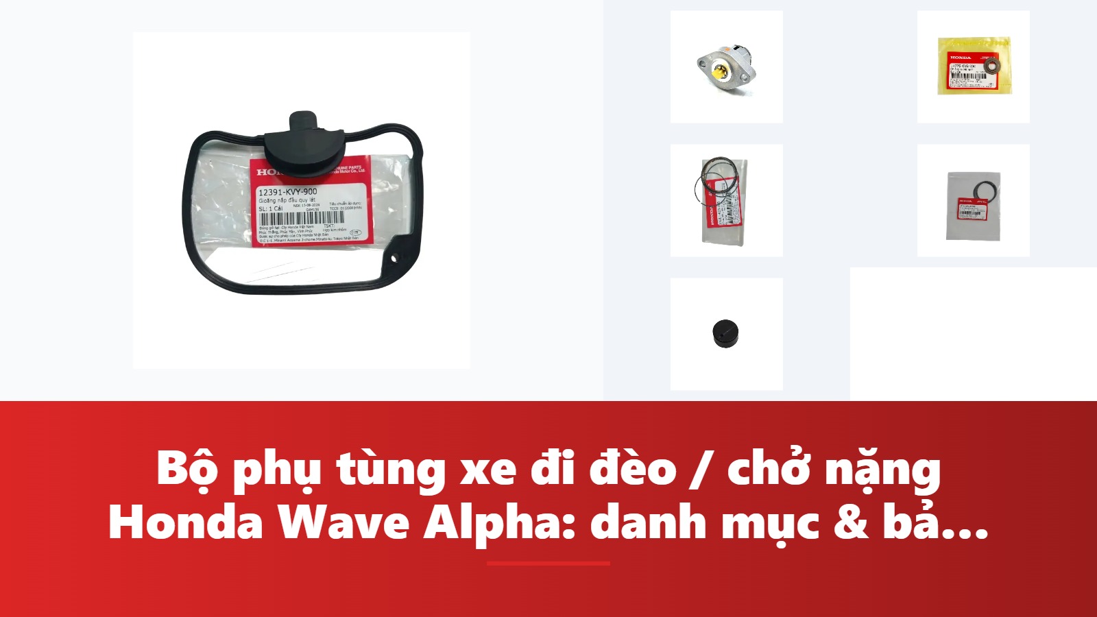 Bộ phụ tùng xe đi đèo / chở nặng Honda Wave Alpha: danh mục & bảng tra mã phụ tùng chính hãng