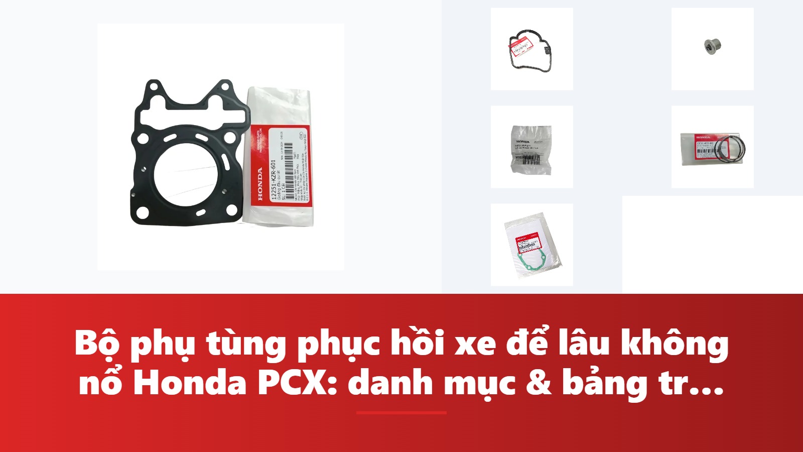 Bộ phụ tùng phục hồi xe để lâu không nổ Honda PCX: danh mục & bảng tra mã phụ tùng chính hãng