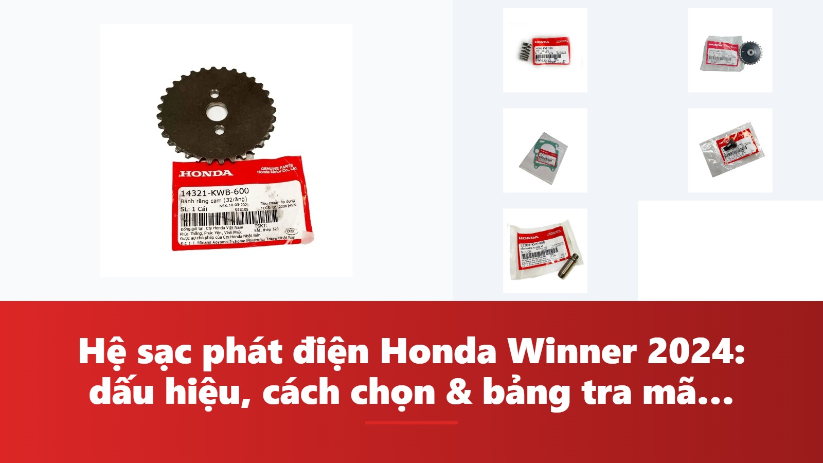 Hệ sạc phát điện Honda Winner 2024: dấu hiệu, cách chọn & bảng tra mã phụ tùng chính hãng