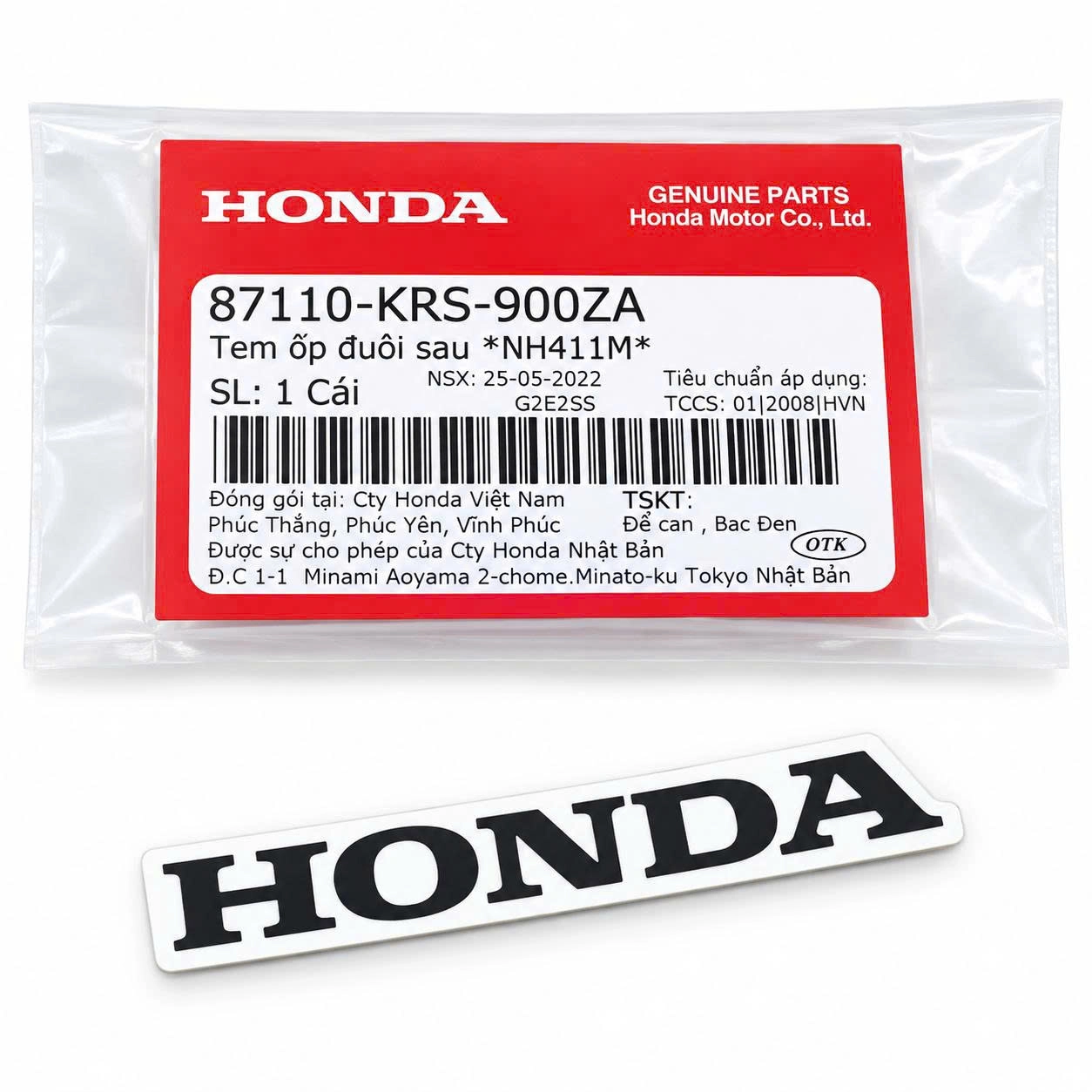 Tem ốp đuôi sau *NH411M* 87110-KRS-900ZA HONDA WAVE 100, WAVE ALPHA, WAVE RS 110, WAVE RSV, WAVE S 110, WAVE ZX