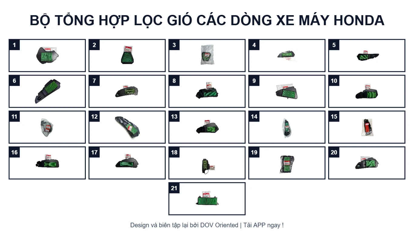 Sơ đồ EPC BỘ TỔNG HỢP LỌC GIÓ CÁC DÒNG XE MÁY HONDA