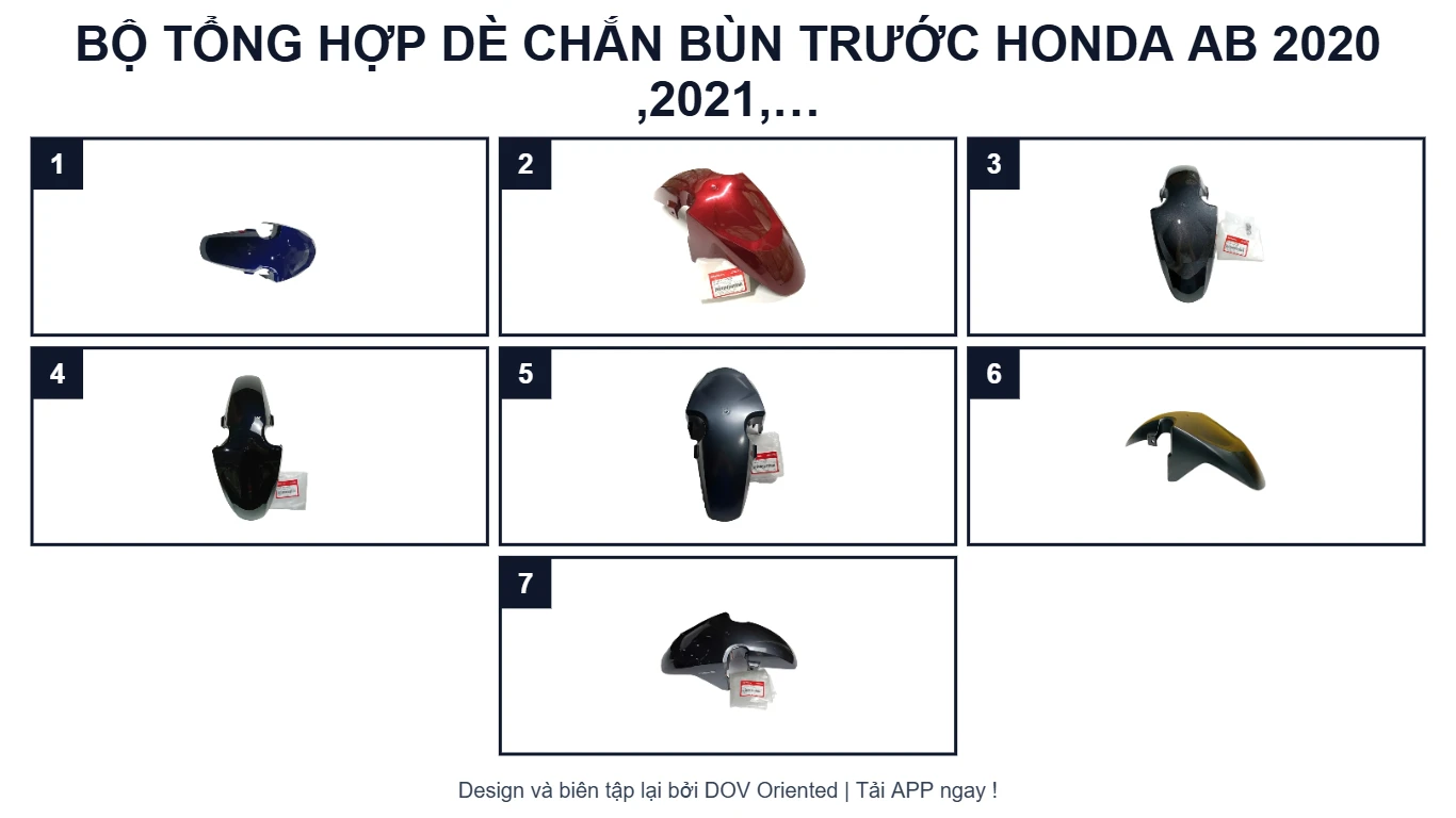 EPC BỘ TỔNG HỢP DÈ CHẮN BÙN TRƯỚC HONDA AB 2020 ,2021, AIR BLADE 150