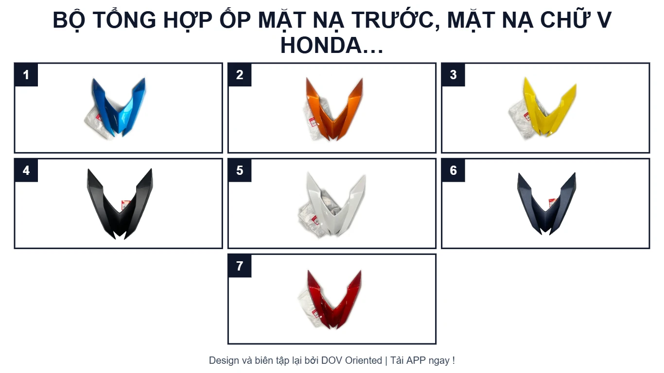 Sơ đồ EPC BỘ TỔNG HỢP ỐP MẶT NẠ TRƯỚC, MẶT NẠ CHỮ V HONDA WINNER 150 V1, V2