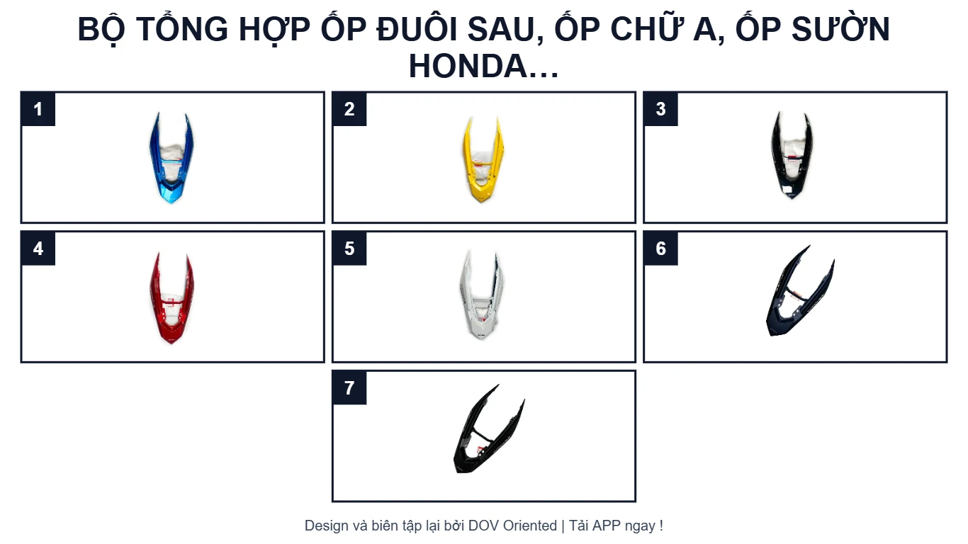 EPC BỘ TỔNG HỢP ỐP ĐUÔI SAU, ỐP CHỮ A, ỐP SƯỜN HONDA WINNER V1 (2016)