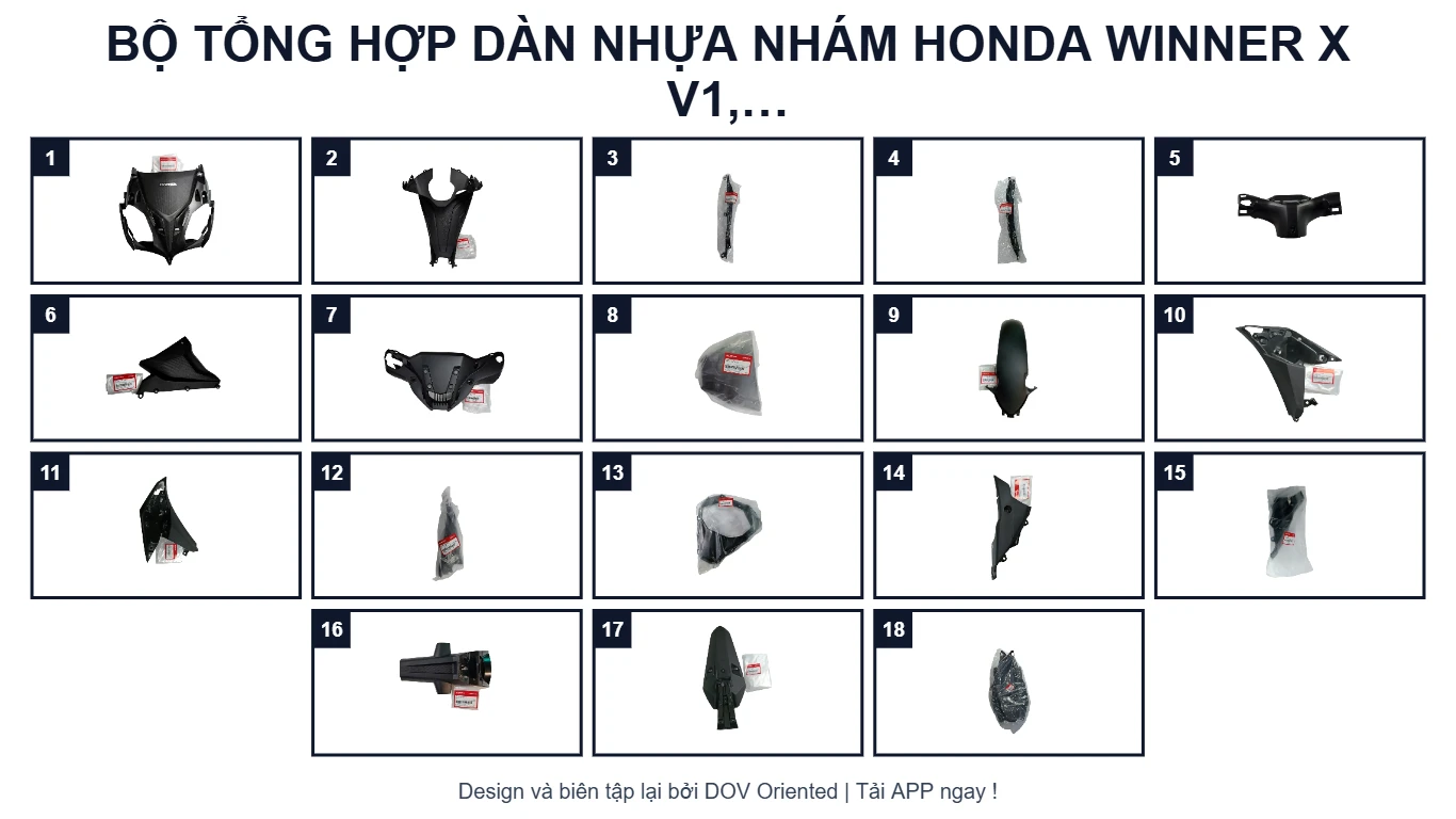 Sơ đồ EPC BỘ TỔNG HỢP DÀN NHỰA NHÁM HONDA WINNER X V1, V2