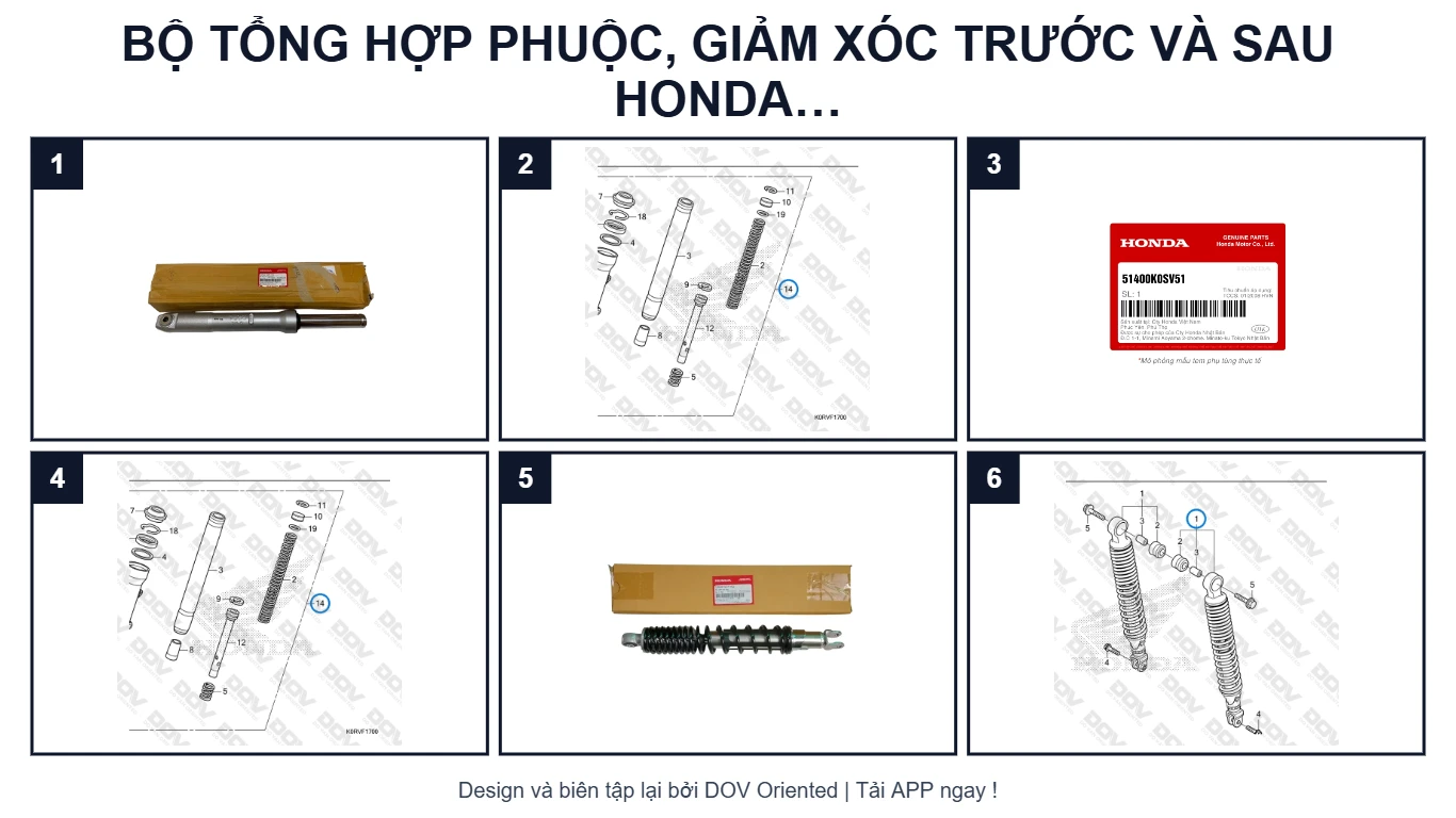 Sơ đồ EPC BỘ TỔNG HỢP PHUỘC, GIẢM XÓC TRƯỚC VÀ SAU HONDA  SH 125 VÀ SH 160 (2024)