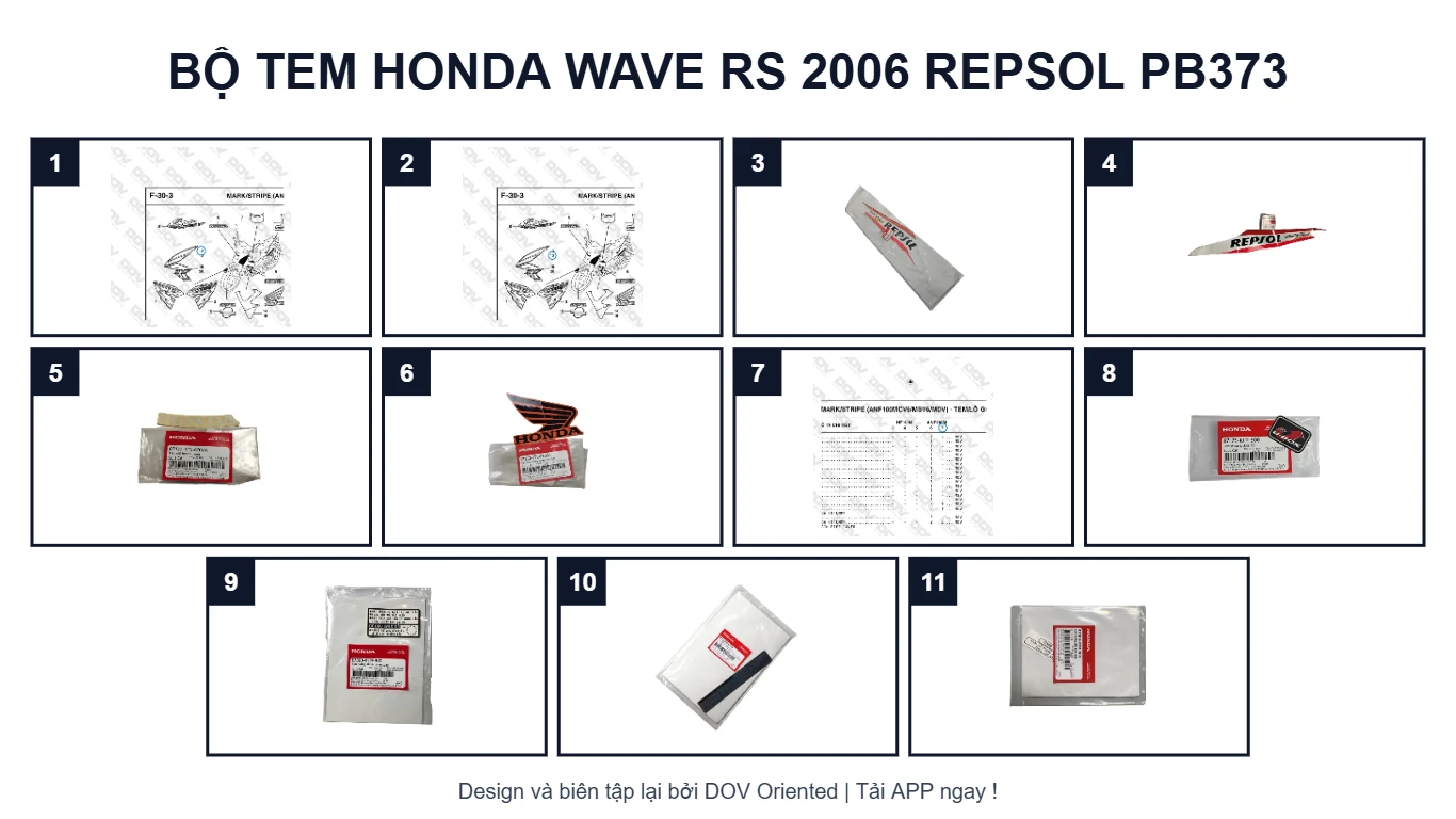 EPC Bộ Tem HONDA Wave RS 2006 REPSOL PB373