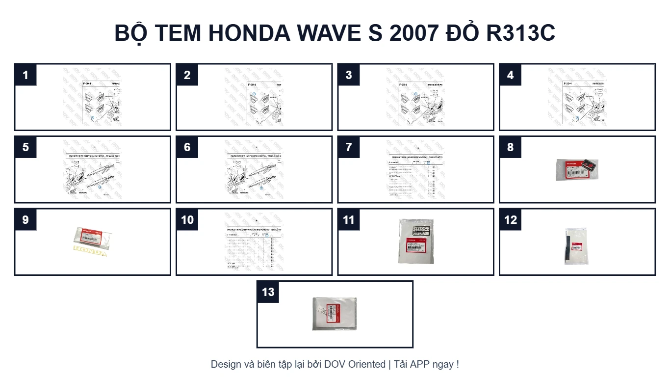 EPC Bộ Tem HONDA Wave S 2007 Đỏ R313C