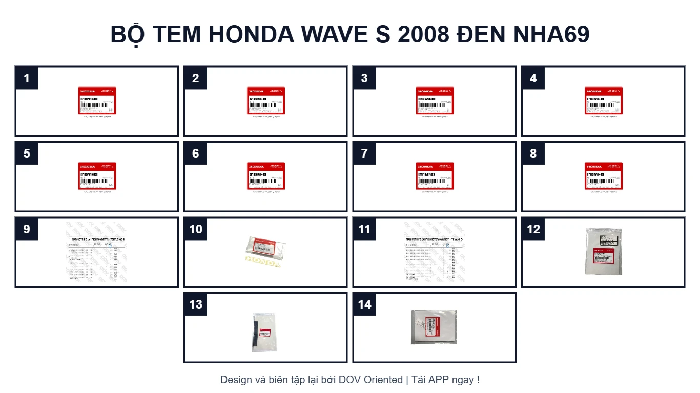 EPC Bộ Tem HONDA Wave S 2008 Đen NHA69