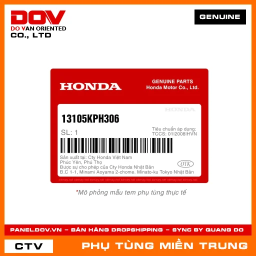 PISTON CỐT 4 (1.00) HONDA CHÍNH HÃNG (MÃ: 13105KPH306) — 13105KPH306