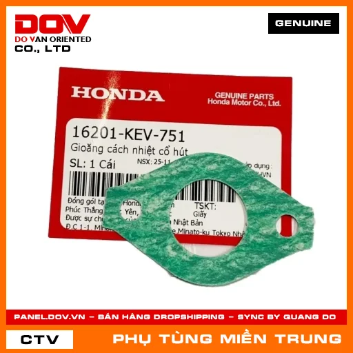 GIOĂNG CÁCH NHIỆT CỔ HÚT HONDA CHÍNH HÃNG (MÃ: 16201KEV751) — 16201KEV751