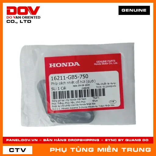 PHÍP CÁCH NHIỆT CỔ HÚT (DƯỚI) HONDA CHÍNH HÃNG (MÃ: 16211GB5750) — 16211GB5750