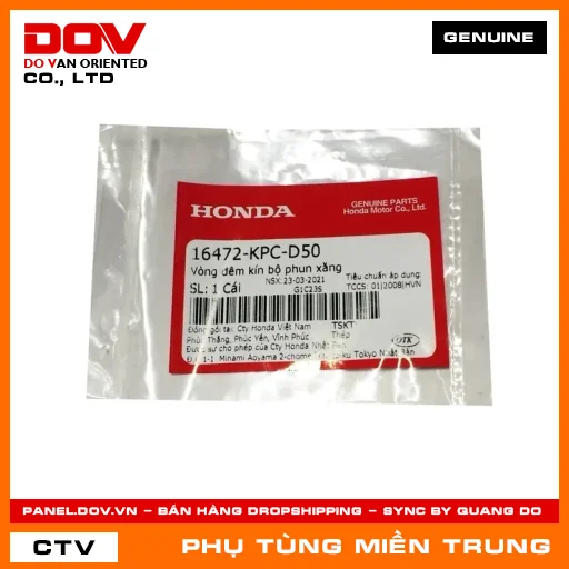 VÒNG ĐÊM KÍN BỘ PHUN XĂNG HONDA CHÍNH HÃNG (MÃ: 16472KPCD50) — 16472KPCD50