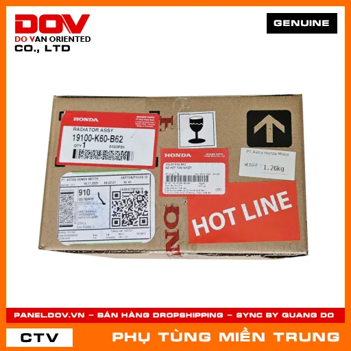 BỘ KÉT TẢN NHIỆT HONDA CHÍNH HÃNG (MÃ: 19100K60B62) — 19100K60B62