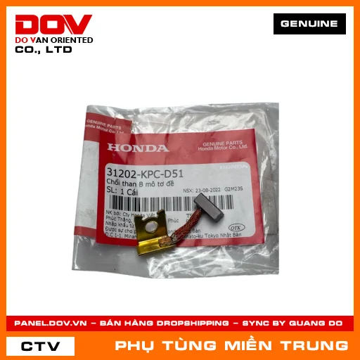 CHỔI THAN B MÔ TƠ ĐỀ HONDA CHÍNH HÃNG (MÃ: 31202KPCD51) — 31202KPCD51