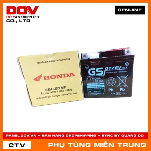 BÌNH ẮC QUY GTZ6V HONDA CHÍNH HÃNG (MÃ: 31500K01901) — 31500K01901