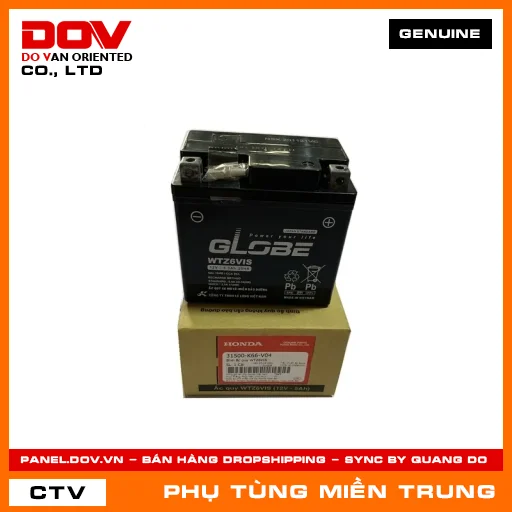 BÌNH ẮC QUY WTZ6VIS HONDA CHÍNH HÃNG (MÃ: 31500K66V04) — 31500K66V04