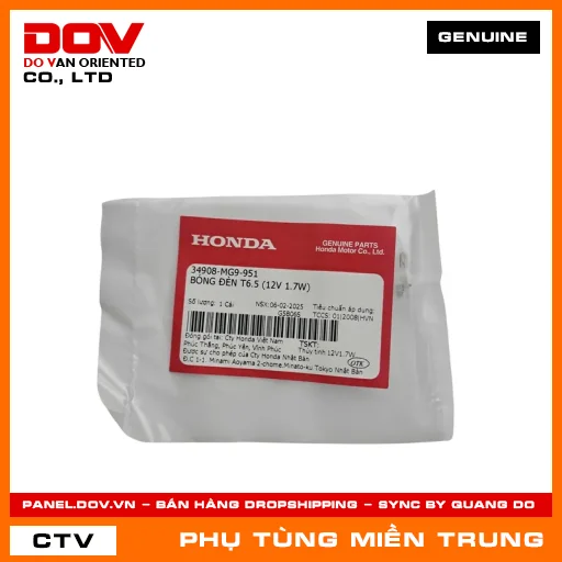 BÓNG ĐÈN T6.5 (12V 1.7W) HONDA CHÍNH HÃNG (MÃ: 34908MG9951) — 34908MG9951