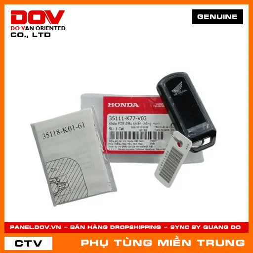 KHÓA FOB ĐIỀU KHIỂN THÔNG MINH HONDA CHÍNH HÃNG (MÃ: 35111K77V03) — 35111K77V03