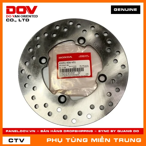 ĐĨA PHANH SAU HONDA CHÍNH HÃNG (MÃ: 43251K56V01) — 43251K56V01