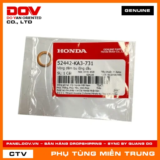 VÒNG ĐỆM BU LÔNG DẦU HONDA CHÍNH HÃNG (MÃ: 52442KA3731) — 52442KA3731
