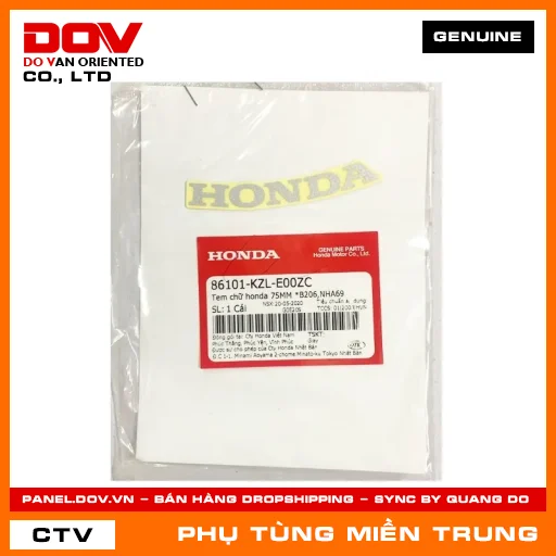 TEM CHỮ HONDA 75MM *B206,NHA69 HONDA CHÍNH HÃNG (MÃ: 86101KZLE00ZC) — 86101KZLE00ZC