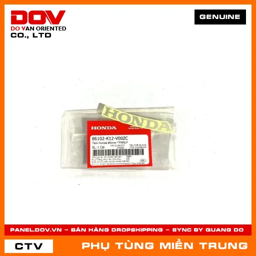 TEM HONDA 80MM *NH411* HONDA CHÍNH HÃNG (MÃ: 86102K12V00ZC) — 86102K12V00ZC