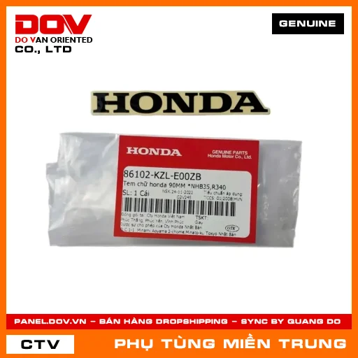 TEM CHỮ HONDA 90MM *NHB35,R340 HONDA CHÍNH HÃNG (MÃ: 86102KZLE00ZB) — 86102KZLE00ZB