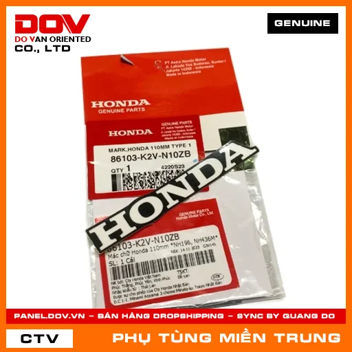 MÁC CHỮ HONDA 110MM *NH196, NH436M* HONDA CHÍNH HÃNG (MÃ: 86103K2VN10ZB) — 86103K2VN10ZB