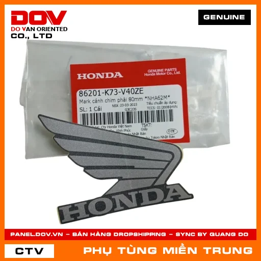 MARK CÁNH CHIM PHẢI 80MM *NHA62M* HONDA CHÍNH HÃNG (MÃ: 86201K73V40ZE) — 86201K73V40ZE