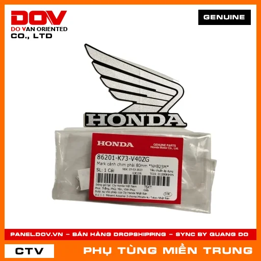 MARK CÁNH CHIM PHẢI 80MM *NHB25M* HONDA CHÍNH HÃNG (MÃ: 86201K73V40ZG) — 86201K73V40ZG
