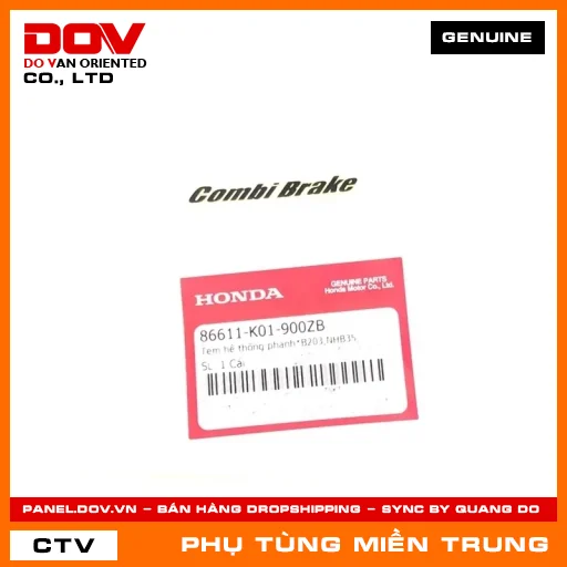 TEM HỆ THỐNG PHANH*B203,NHB35, HONDA CHÍNH HÃNG (MÃ: 86611K01900ZB) — 86611K01900ZB
