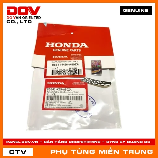 TEM CHỮ CÔNG TẮC CẦM CHỪNG*TYPE2* HONDA CHÍNH HÃNG (MÃ: 86641K59A80ZA) — 86641K59A80ZA