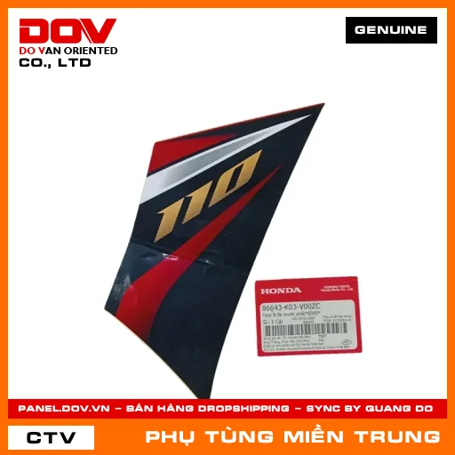 TEM B ỐP TRƯỚC PHẢI*R340* HONDA CHÍNH HÃNG (MÃ: 86643K03V00ZC) — 86643K03V00ZC