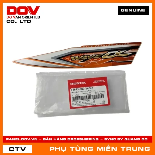 TEM CÁNH YẾM TRÁI A *YR322C* HONDA CHÍNH HÃNG (MÃ: 86643K89V40ZA) — 86643K89V40ZA