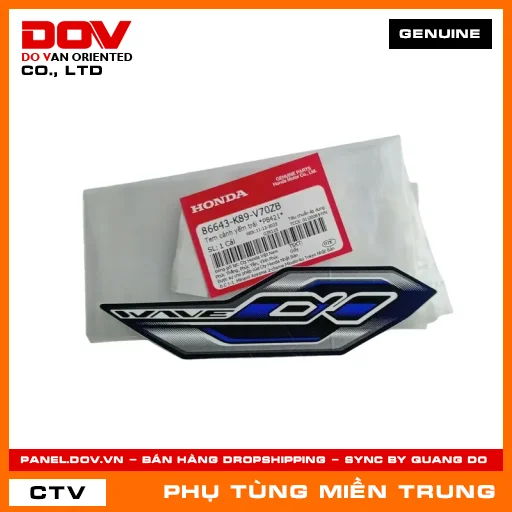 TEM CÁNH YẾM TRÁI *PB421* HONDA CHÍNH HÃNG (MÃ: 86643K89V70ZB) — 86643K89V70ZB