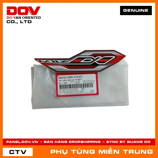 TEM CÁNH YẾM TRÁI *R389* HONDA CHÍNH HÃNG (MÃ: 86643K89V70ZD) — 86643K89V70ZD