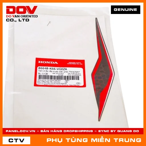 TEM A ỐP NẮP TRƯỚC TRÊN PHẢI *NHA76M* HONDA CHÍNH HÃNG (MÃ: 86648K66VG0ZA) — 86648K66VG0ZA
