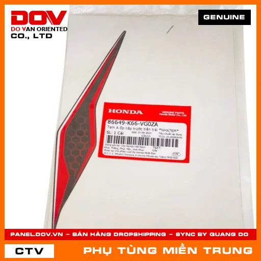 TEM A ỐP NẮP TRƯỚC TRÊN TRÁI *NHA76M* HONDA CHÍNH HÃNG (MÃ: 86649K66VG0ZA) — 86649K66VG0ZA