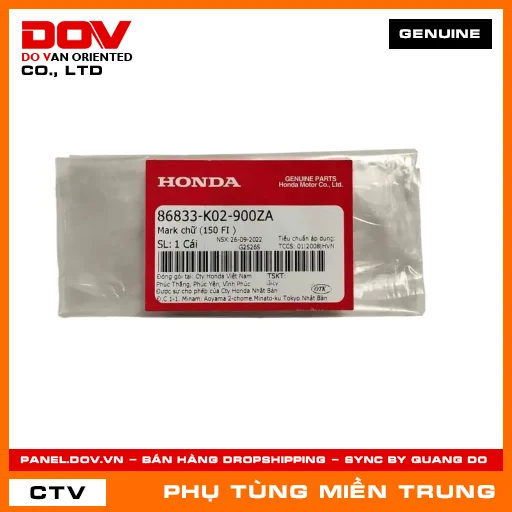 MARK CHỮ (150 FI ) HONDA CHÍNH HÃNG (MÃ: 86833K02900ZA) — 86833K02900ZA