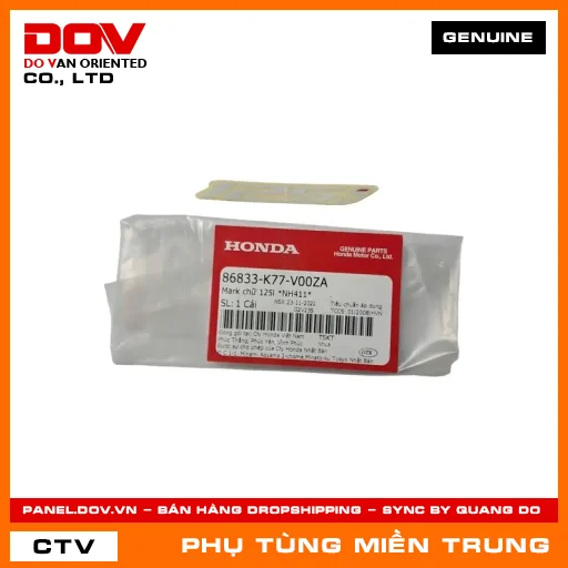 MARK CHỮ 125L *NH411* HONDA CHÍNH HÃNG (MÃ: 86833K77V00ZA) — 86833K77V00ZA