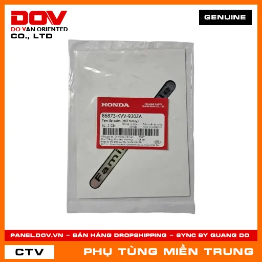 TEM ỐP SƯỜN (CHỮ FAMILY) HONDA CHÍNH HÃNG (MÃ: 86873KVV930ZA) — 86873KVV930ZA