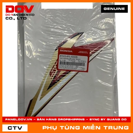 TEM A ỐP ỐNG YẾM PHẢI *R313C* HONDA CHÍNH HÃNG (MÃ: 87103KYL920ZB) — 87103KYL920ZB