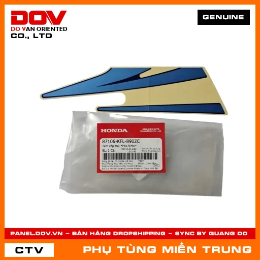 TEM CỐP TRÁI *PB171MU* HONDA CHÍNH HÃNG (MÃ: 87106KFL890ZC) — 87106KFL890ZC