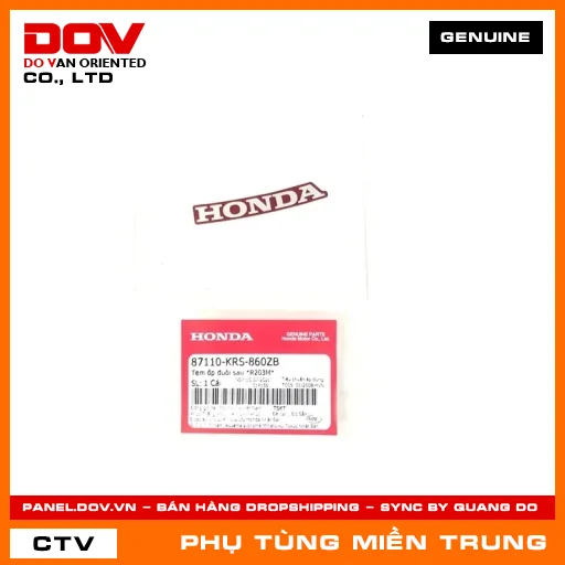 TEM ỐP ĐUÔI SAU *R203M* HONDA CHÍNH HÃNG (MÃ: 87110KRS860ZB) — 87110KRS860ZB